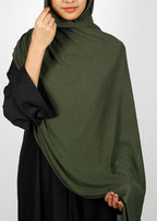 BeingMuslims Classic Ribbed Textured Olive Jersey Hijab