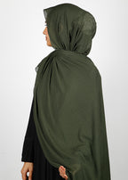 BeingMuslims Classic Ribbed Textured Olive Jersey Hijab