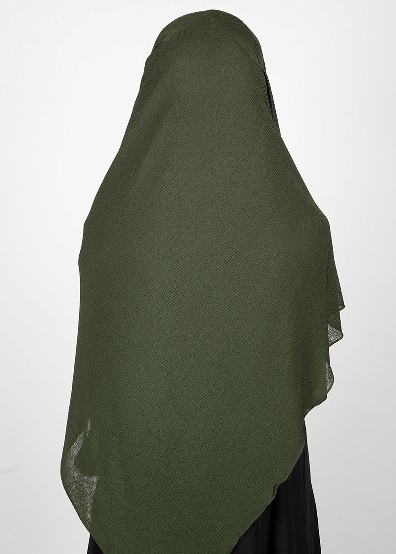 BeingMuslims Classic Ribbed Textured Olive Jersey Hijab