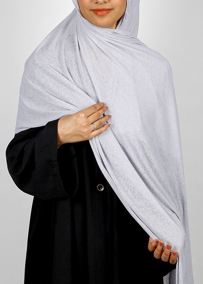 BeingMuslims Classic Ribbed Textured Silver Jersey Hijab