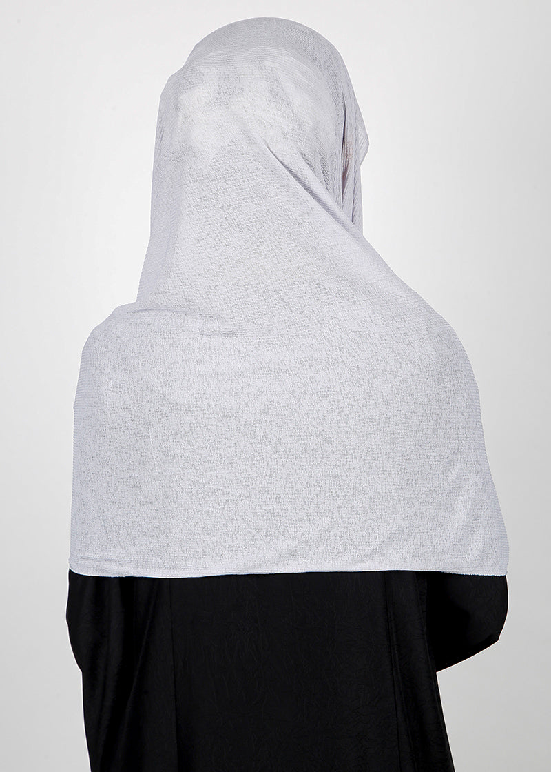 BeingMuslims Classic Ribbed Textured Silver Jersey Hijab