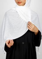 BeingMuslims Classic Ribbed Textured White Jersey Hijab