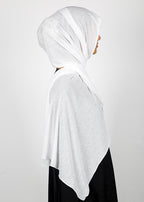 BeingMuslims Classic Ribbed Textured White Jersey Hijab