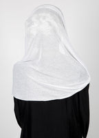 BeingMuslims Classic Ribbed Textured White Jersey Hijab