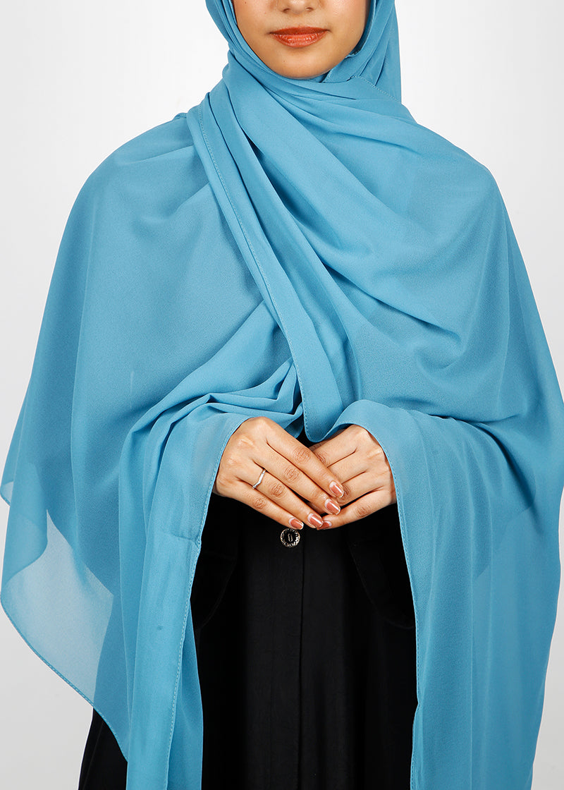 BeingMuslims Rich Malaysian Georgette Cobalt Blue Hijab