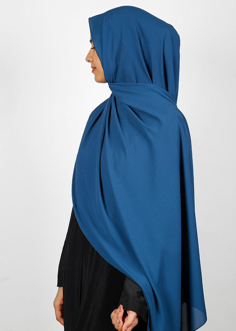 BeingMuslims Rich Malaysian Georgette Cobalt Blue Hijab