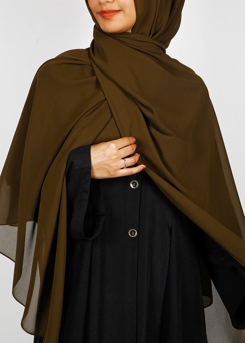 BeingMuslims Rich Malaysian Georgette Dark Olive Hijab