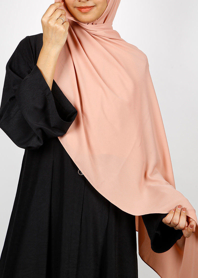 BeingMuslims Rich Malaysian Georgette Light Peach Hijab