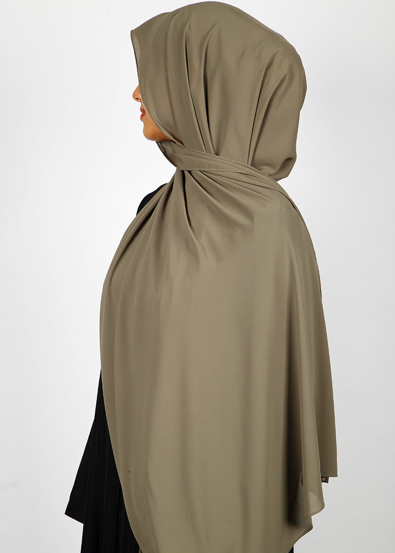 BeingMuslims Rich Malaysian Georgette Muted Olive Hijab