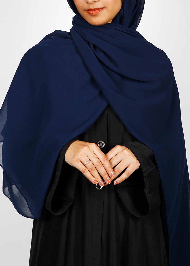 BeingMuslims Rich Malaysian Georgette Navy Blue Hijab