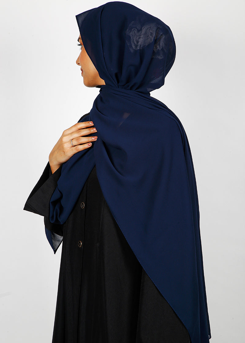 BeingMuslims Rich Malaysian Georgette Navy Blue Hijab