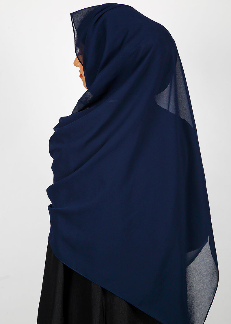 BeingMuslims Rich Malaysian Georgette Navy Blue Hijab