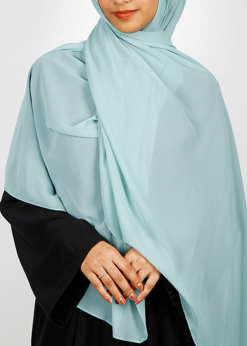 BeingMuslims Rich Malaysian Georgette Pale Blue Hijab