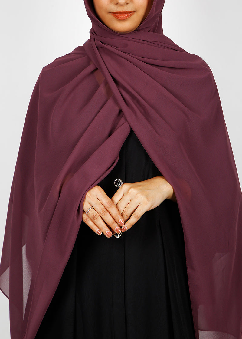 BeingMuslims Rich Malaysian Georgette Plum Hijab