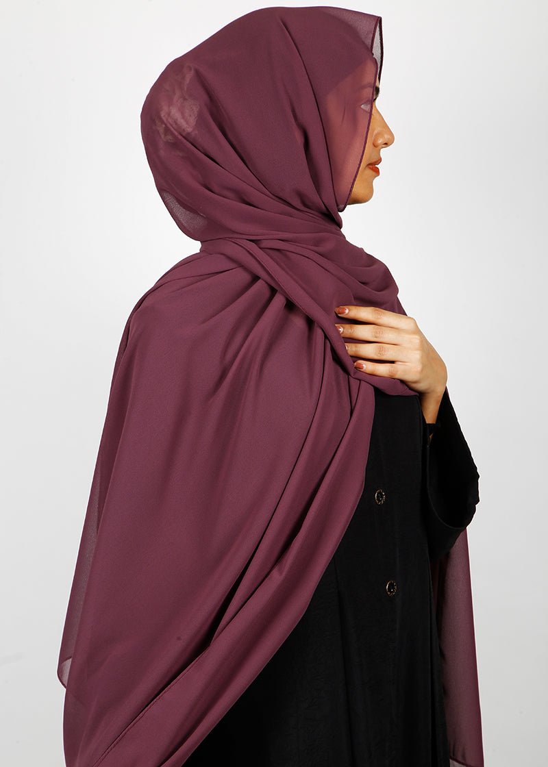BeingMuslims Rich Malaysian Georgette Plum Hijab
