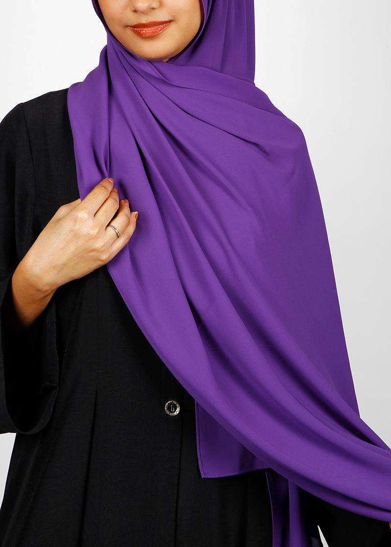 BeingMuslims Rich Malaysian Georgette Royal Purple Hijab