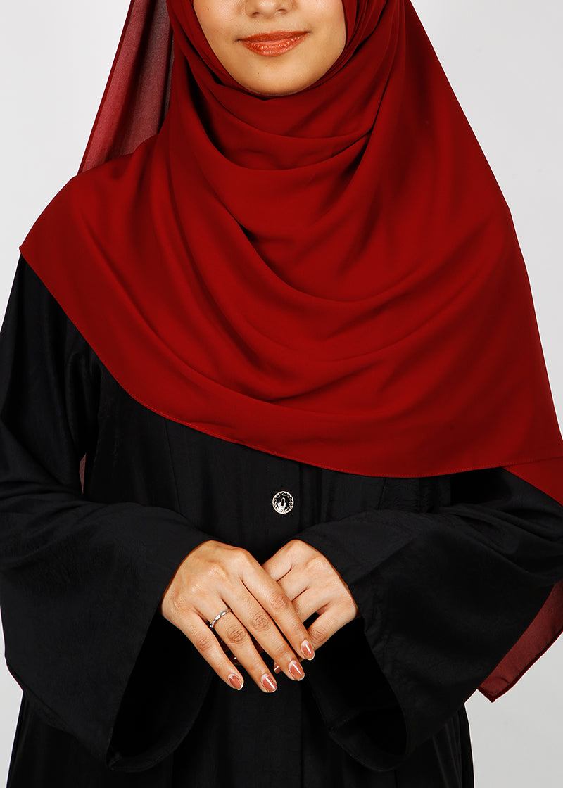 BeingMuslims Rich Malaysian Georgette Ruby Red Hijab