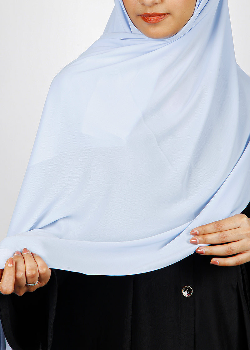 BeingMuslims Rich Malaysian Georgette Sky Blue Hijab