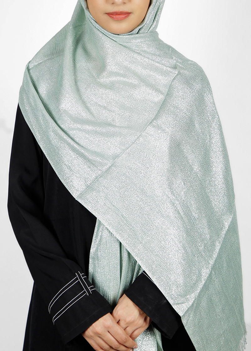 BeingMuslims Metallic Acqua Silver Party Wear Hijab