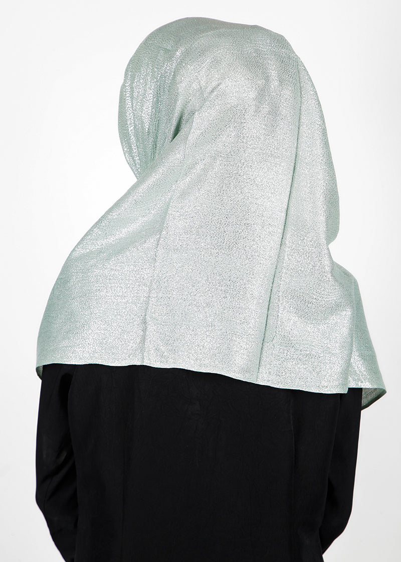 BeingMuslims Metallic Acqua Silver Party Wear Hijab