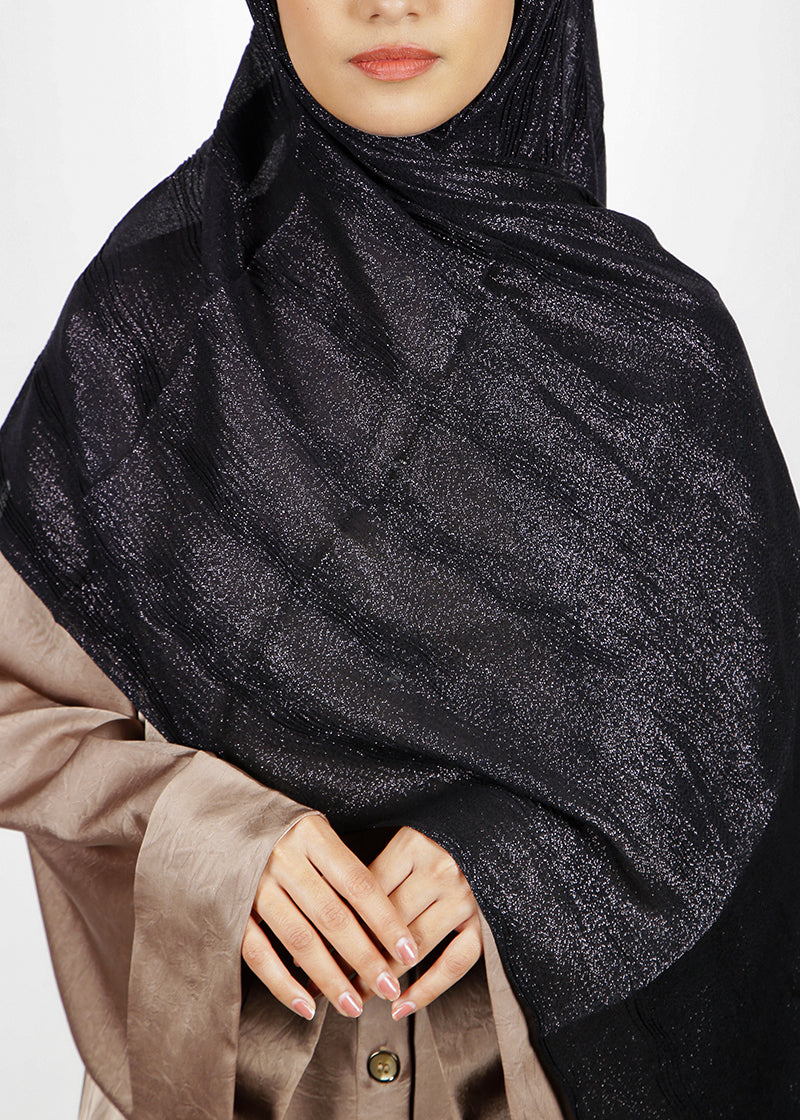 BeingMuslims Metallic Black Party Wear Hijab