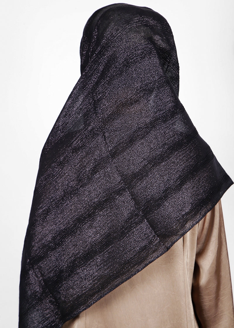 BeingMuslims Metallic Black Party Wear Hijab