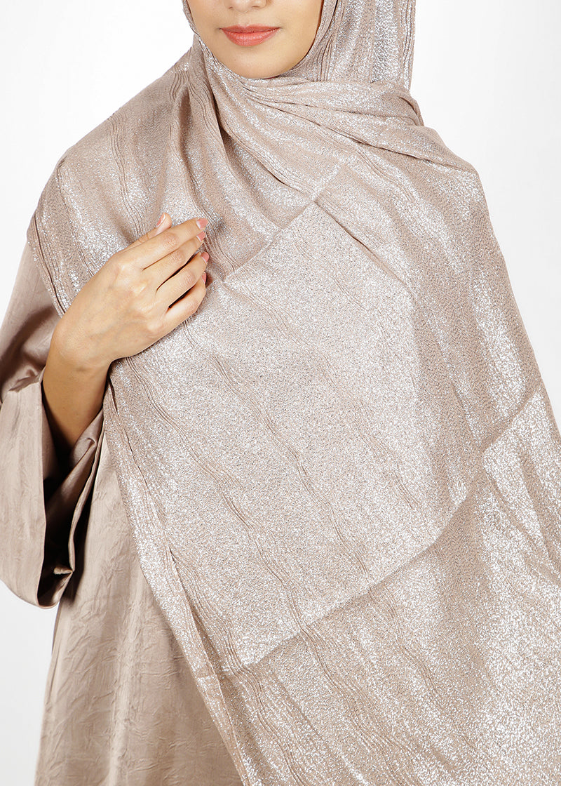 BeingMuslims Metallic Bronze Party Wear Hijab