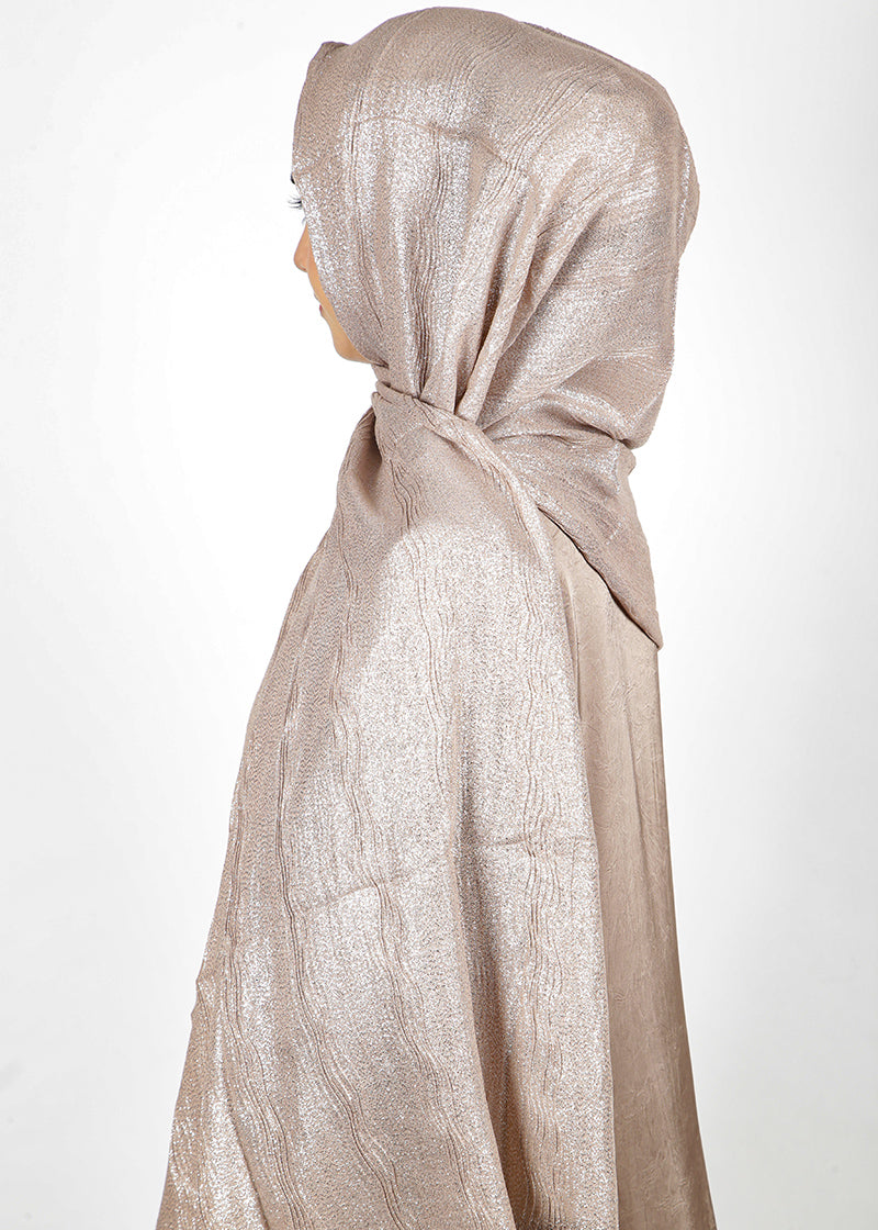 BeingMuslims Metallic Bronze Party Wear Hijab