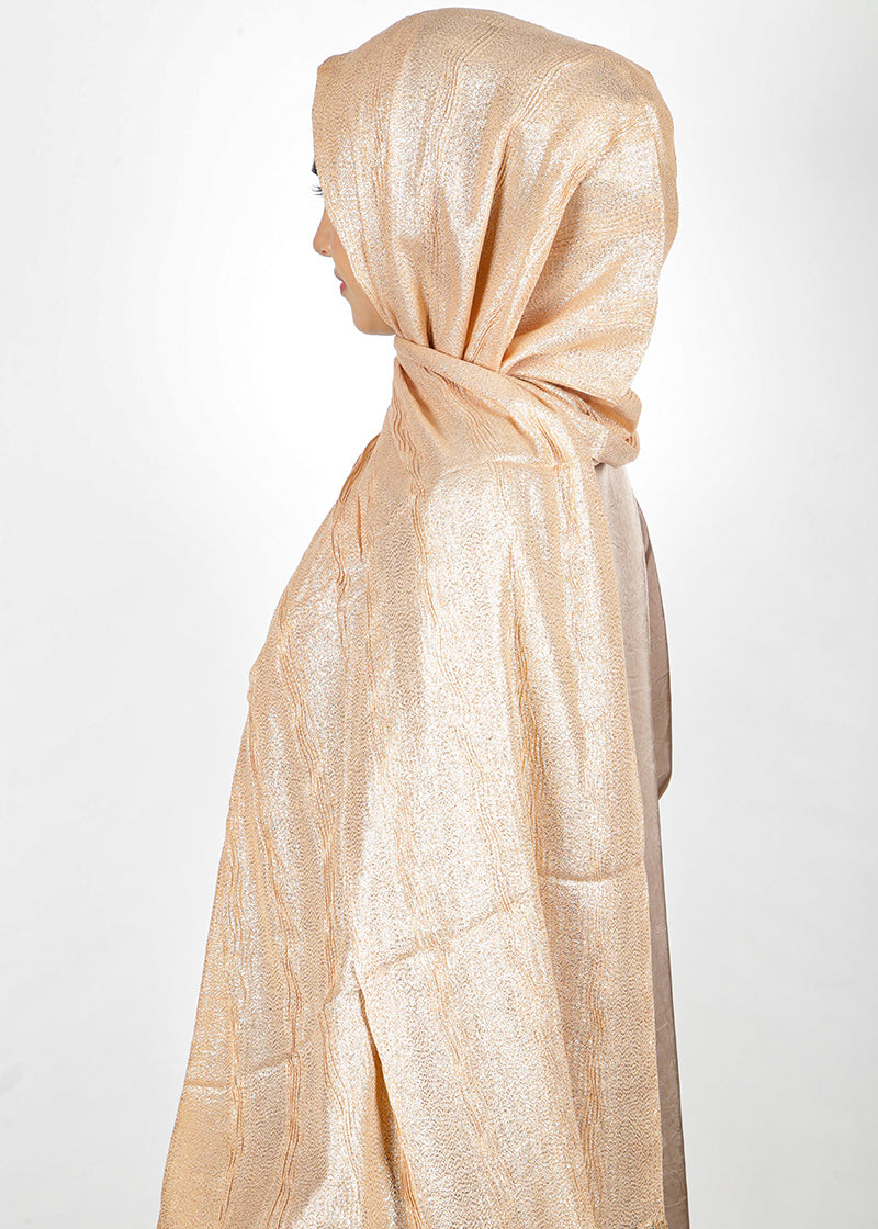 BeingMuslims Metallic Champagne Party Wear Hijab