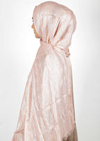 BeingMuslims Metallic Golden Pink Party Wear Hijab