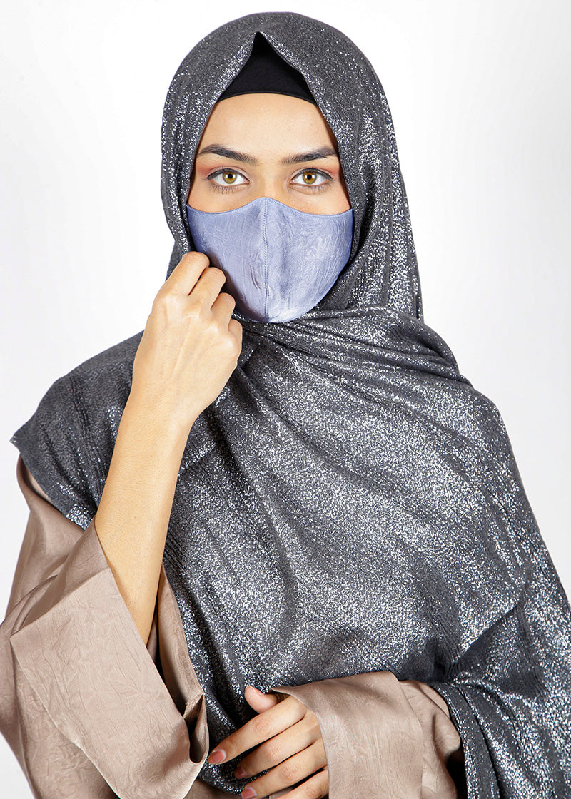 BeingMuslims Metallic Grey Party Wear Hijab