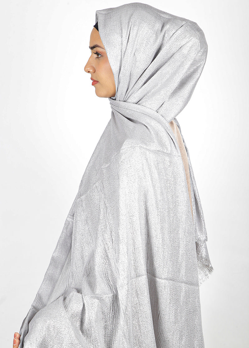 BeingMuslims Metallic Silver Party Wear Hijab