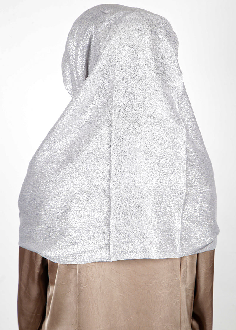 BeingMuslims Metallic Silver Party Wear Hijab