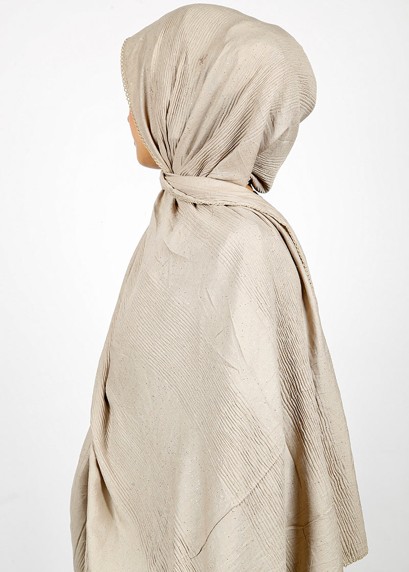 BeingMuslims Textured Mildly Sparkling Beige Hijab