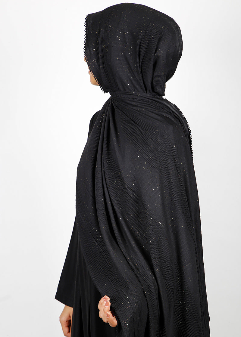BeingMuslims Textured Mildly Sparkling Black Hijab