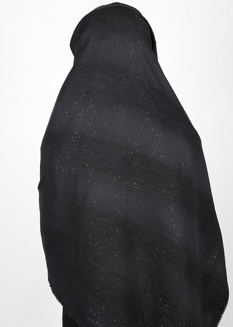 BeingMuslims Textured Mildly Sparkling Black Hijab