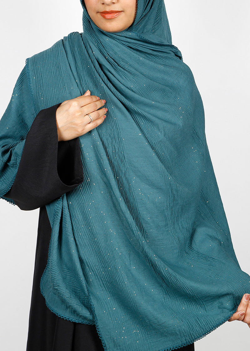 BeingMuslims Textured Sparkle Green Hijab