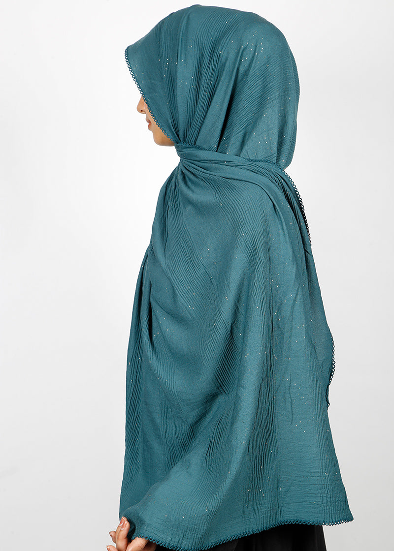 BeingMuslims Textured Mildly Sparkling Teal Green Hijab