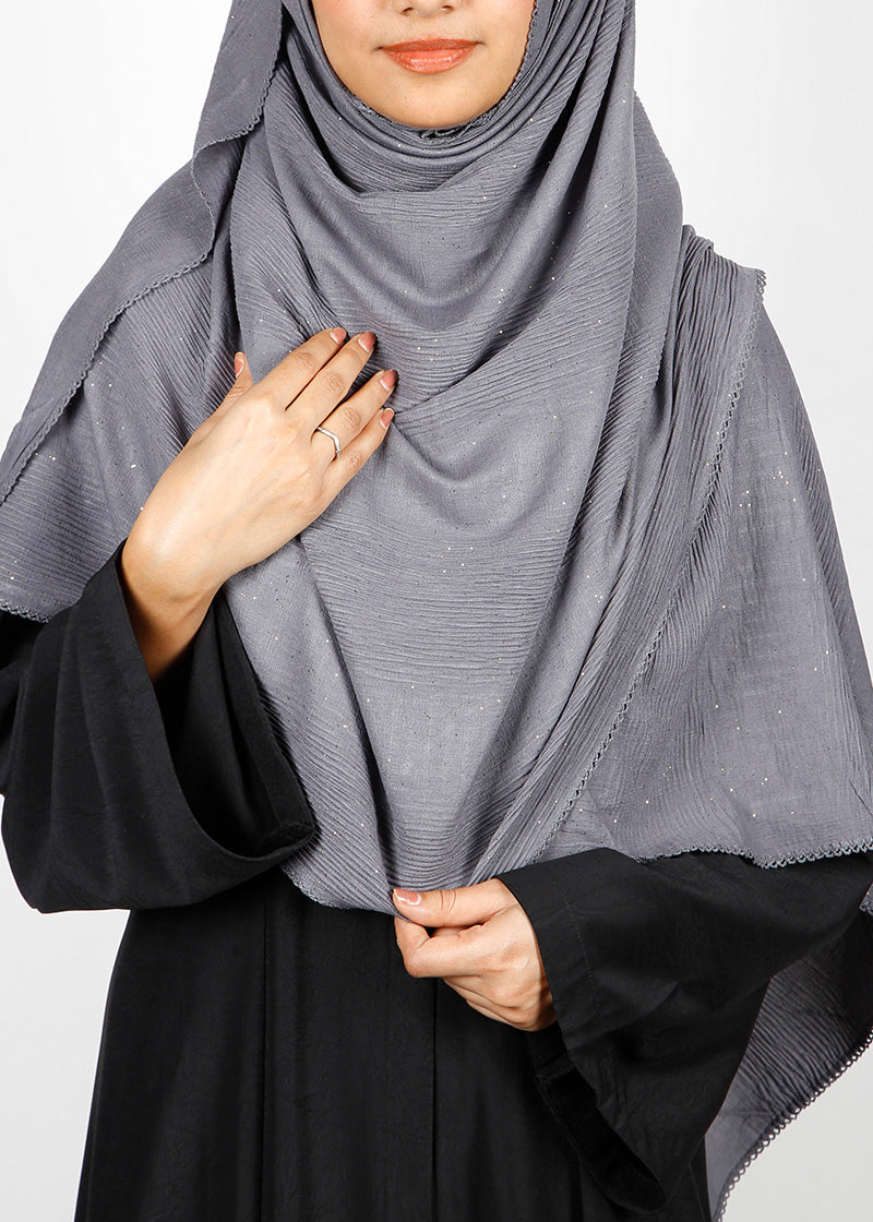 BeingMuslims Textured Mildly Sparkling Grey Hijab