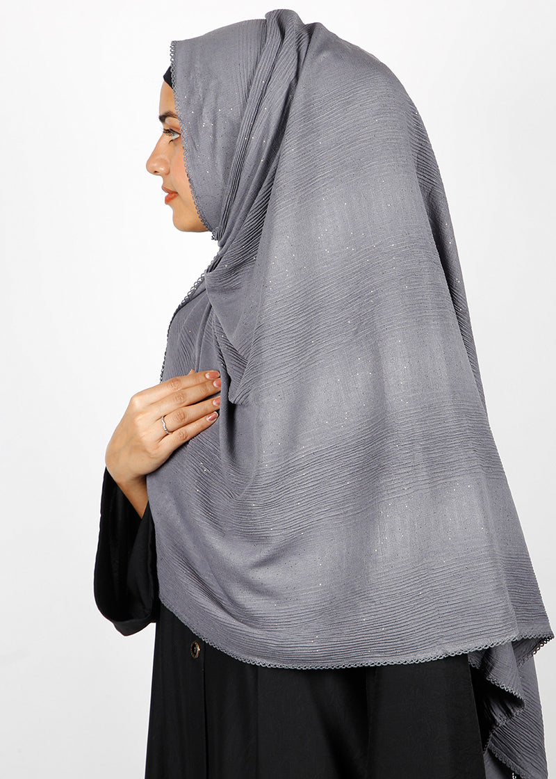 BeingMuslims Textured Mildly Sparkling Grey Hijab