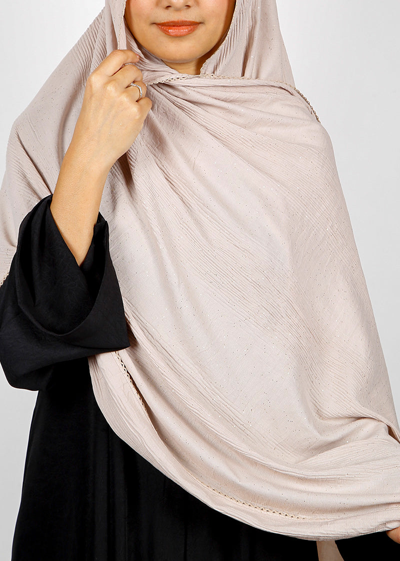BeingMuslims Textured Sparkle Light Beige Hijab