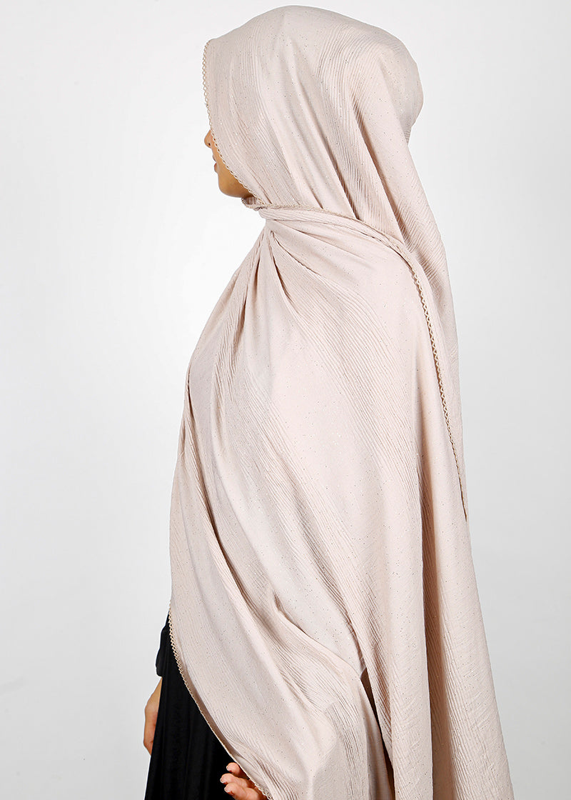 BeingMuslims Textured Sparkle Light Beige Hijab