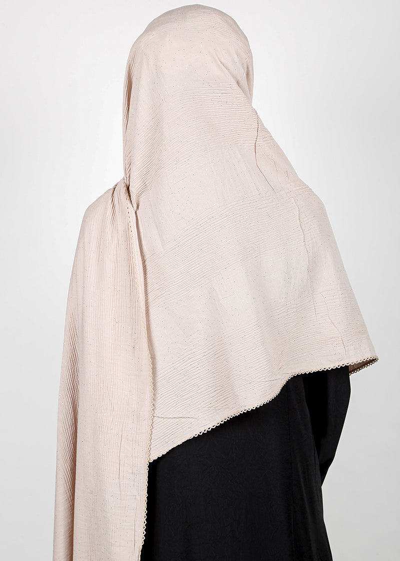 BeingMuslims Textured Mildly Sparkling Light Beige Hijab