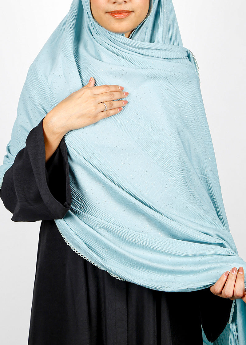 BeingMuslims Textured Sparkle Light Blue Hijab