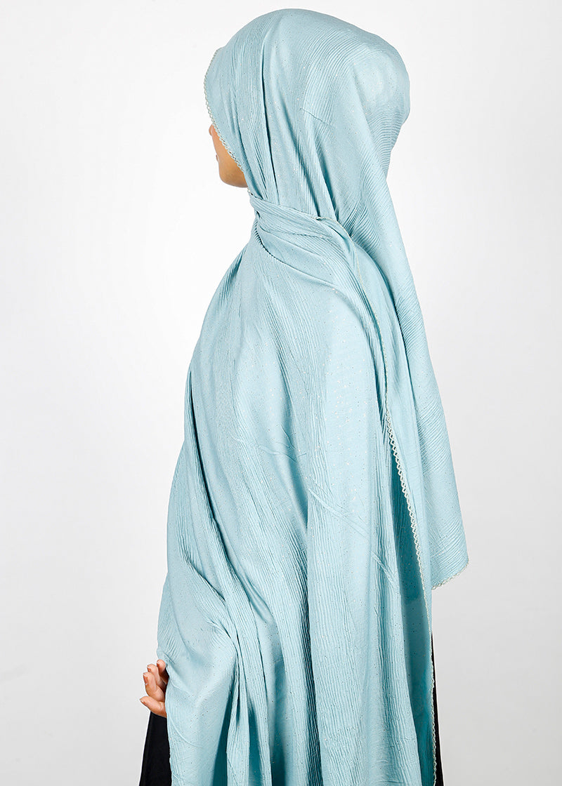BeingMuslims Textured Sparkle Light Blue Hijab