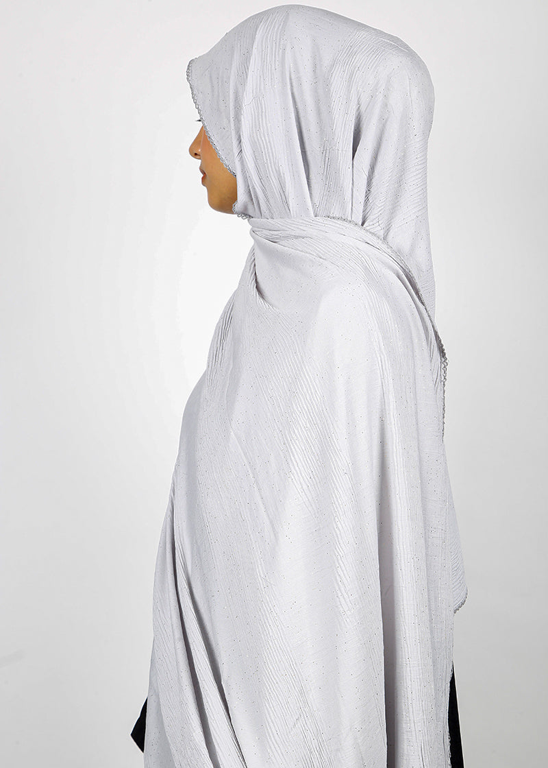 BeingMuslims Textured Mildly Sparkling Light Grey Hijab