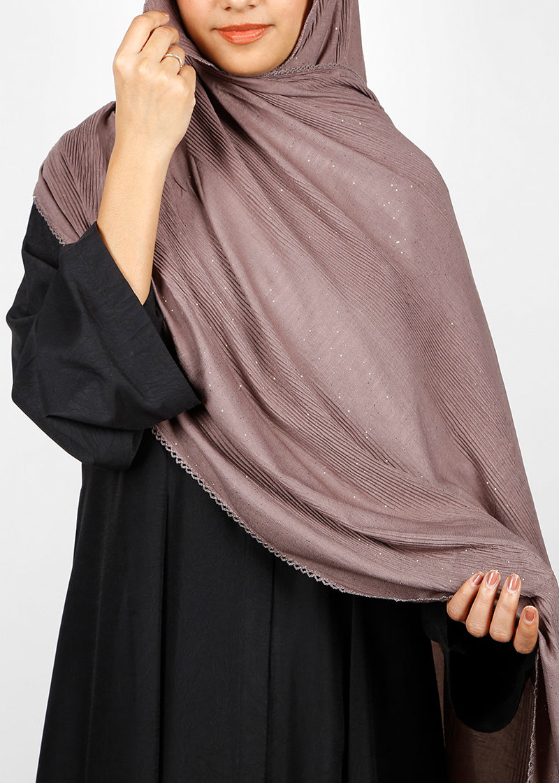 BeingMuslims Textured Mildly Sparkling Oak Brown Hijab
