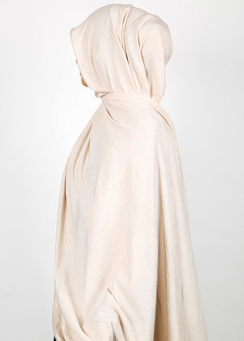 BeingMuslims Textured Sparkle Off White Hijab
