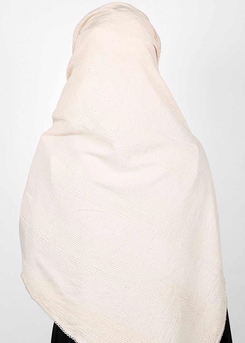 BeingMuslims Textured Sparkle Off White Hijab