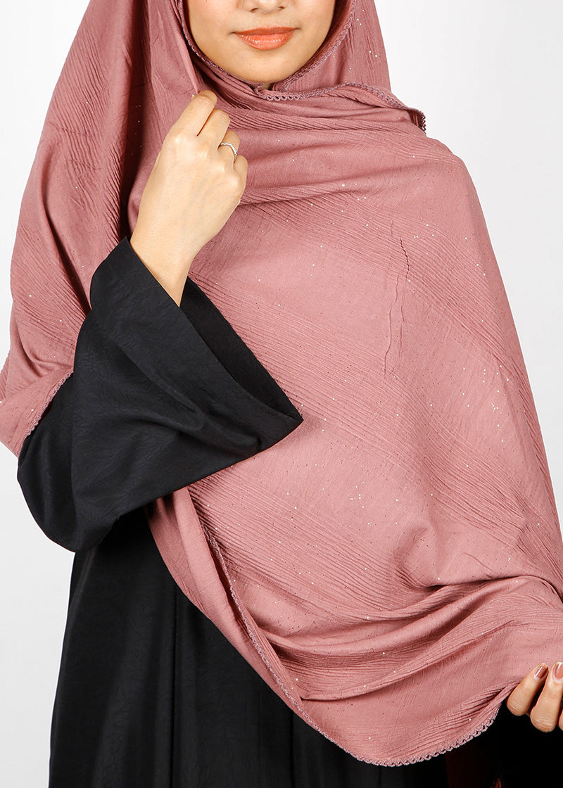 BeingMuslims Textured Mildly Sparkling Onion Pink Hijab
